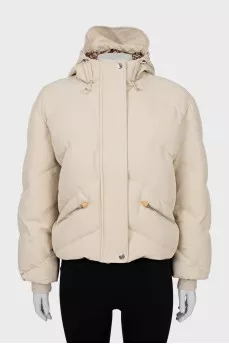 Quilted down jacket with pockets and hood