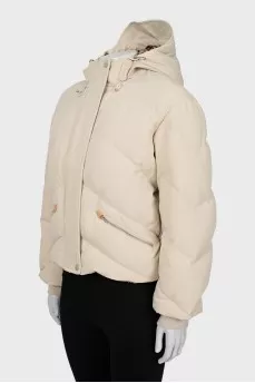 Quilted down jacket with pockets and hood