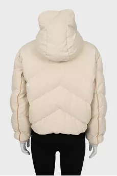 Quilted down jacket with pockets and hood