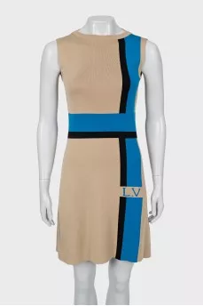 Printed fitted sleeveless dress