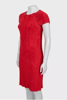 Textured dress with patch pockets