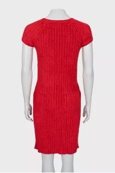 Textured dress with patch pockets