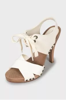 Textile lace-up sandals