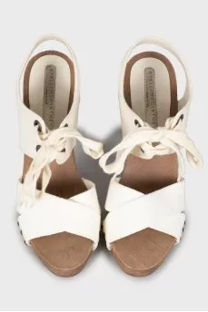Textile lace-up sandals