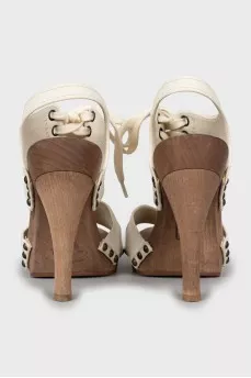 Textile lace-up sandals