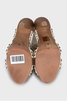 Textile lace-up sandals