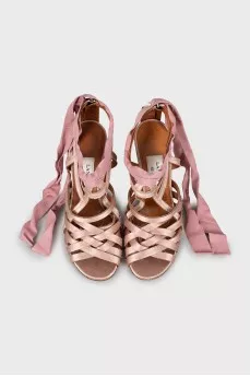 Textile sandals with ties