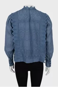 Blue Long Sleeve Blouse with Tag