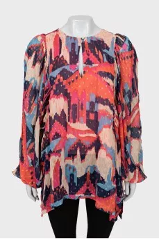 Loose printed blouse with tag