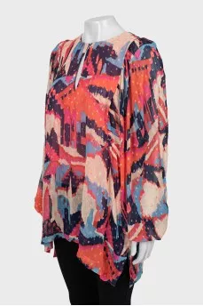 Loose printed blouse with tag