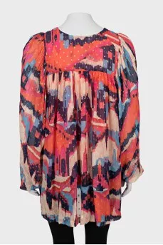 Loose printed blouse with tag