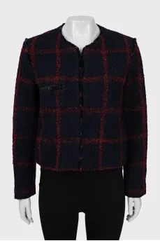 Checkered jacket with hooks