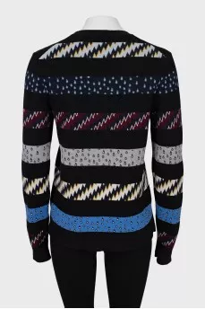 Wool sweater with combined print