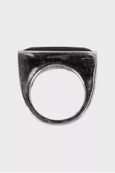 Silver ring with rectangular crystal