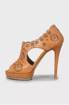 Brown perforated sandals