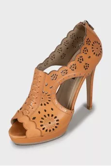 Brown perforated sandals