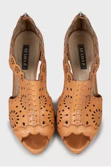 Brown perforated sandals