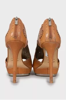 Brown perforated sandals