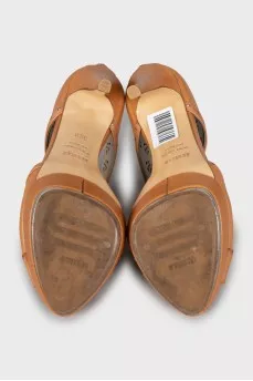 Brown perforated sandals