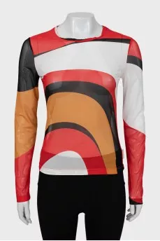 Mesh long sleeve combined color