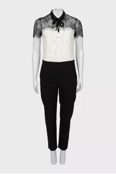 Black and white jumpsuit with lace