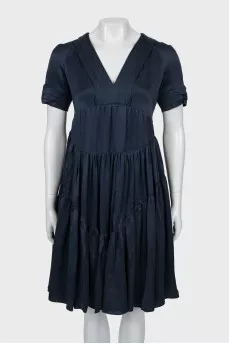 Silk dress with short sleeves