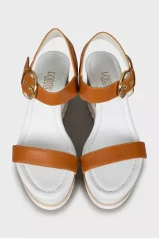 Two-tone wedge sandals