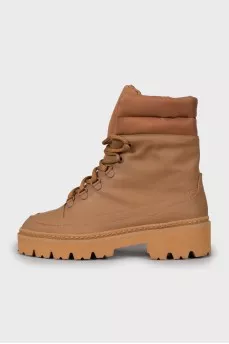 Brown boots with textile uppers