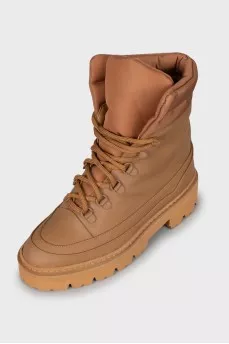 Brown boots with textile uppers