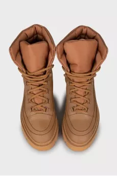 Brown boots with textile uppers