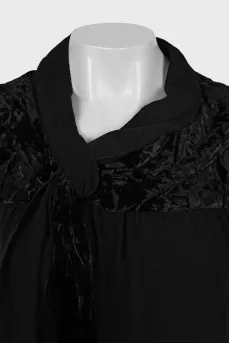 A-line dress with velour inserts