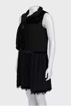 A-line dress with velour inserts