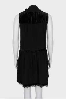 A-line dress with velour inserts