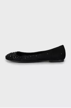 Suede ballet flats with rhinestones