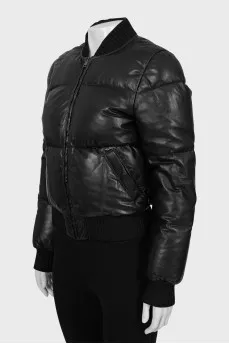 Leather quilted jacket