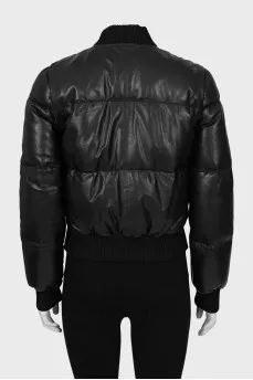 Leather quilted jacket