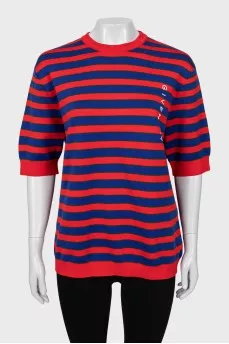 Oversized knitted striped t-shirt