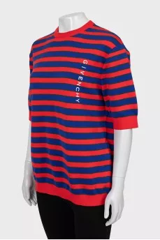Oversized knitted striped t-shirt