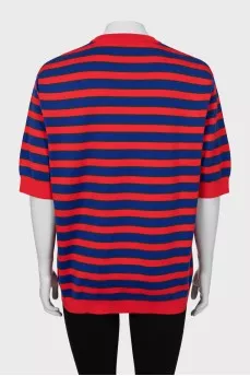 Oversized knitted striped t-shirt