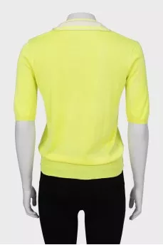 Yellow pullover with silk inserts