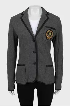 Gray jacket with embroidered logo