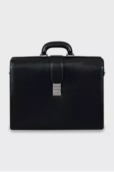 Men's leather briefcase with tag