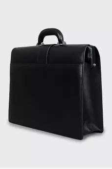 Men's leather briefcase with tag