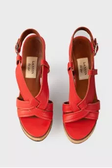 Red leather sandals