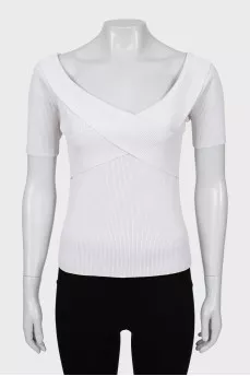 Ribbed T-shirt with a deep neckline