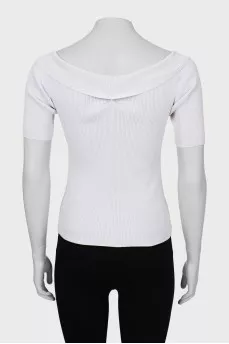 Ribbed T-shirt with a deep neckline