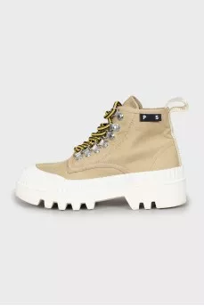 Textile lace-up boots