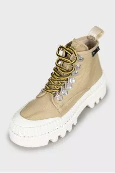Textile lace-up boots