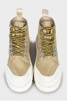 Textile lace-up boots