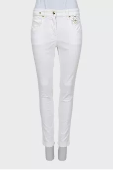 White mid rise skinny jeans